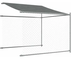 Narvas šunims su stogu ir durimis, pilkas, 10x2x2m, plienas