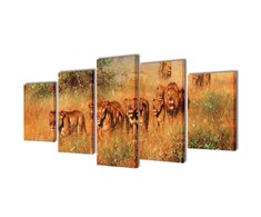 Nuotraukų rėmelis Fotopaveikslas "Liūtai" ant Drobės 100 x 50 cm
