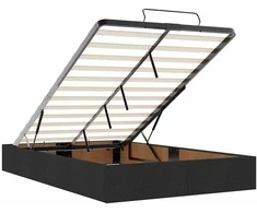 Osmanų lova su čiužiniu ir LED, juodas, 120x190cm, audinys