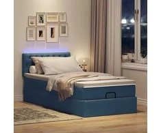Osmanų lova su čiužiniu ir LED lemputėmis Mėlynas 100x200 cm