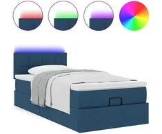 Osmanų lova su čiužiniu ir LED lemputėmis Mėlynas 100x200 cm