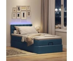 Osmanų lova su čiužiniu ir LED lemputėmis Mėlynas 100x200 cm