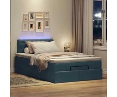 Osmanų lova su čiužiniu ir LED lemputėmis Mėlynas 120x200 cm
