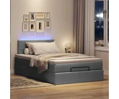 Osmanų lova su čiužiniu ir LED tamsiai pilkas 120x190cm audinys