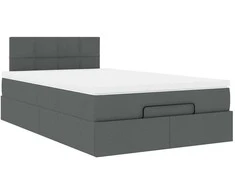Osmanų lova su čiužiniu ir LED tamsiai pilkas 120x190cm audinys