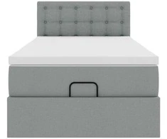 Osmanų lova su čiužiniu ir LED šviesiai pilkas 90x200cm audinys