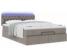 Osmanų lova su čiužiniu ir LED lemputėmis Taupe 140x200 cm