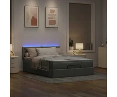 Osmanų lova su čiužiniu ir LED lemputėmis Taupe 140x200 cm