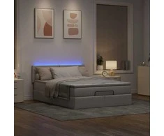 Osmanų lova su čiužiniu ir LED lemputėmis Taupe 140x200 cm