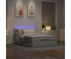 Osmanų lova su čiužiniu ir LED lemputėmis Taupe 140x200 cm