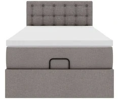 Osmanų lova su čiužiniu ir LED, taupe sp., 90x200cm, audinys