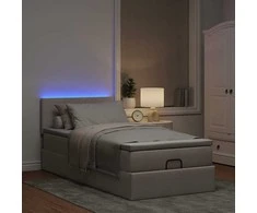 Osmanų lova su čiužiniu ir LED, taupe sp., 90x200cm, audinys
