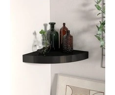 Pakabinama kampinė lentyna, juodos spalvos, 25x25x3,8cm, MDF