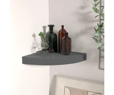 Pakabinama kampinė lentyna, pilka, 25x25x3,8cm, MDF, blizgi