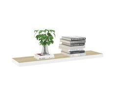 Pakabinama sieninė lentyna, ąžuolo/balta, 120x23,5x3,8cm, MDF