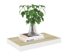 Pakabinama sieninė lentyna, ąžuolo ir balta, 50x23x3,8cm, MDF