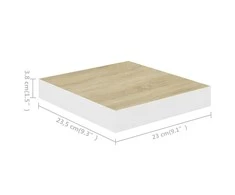 Pakabinama sieninė lentyna, ąžuolo ir balta, 23x23,5x3,8cm, MDF