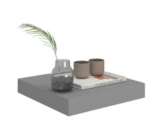 Pakabinama sieninė lentyna, pilkos spalvos, 23x23,5x3,8cm, MDF