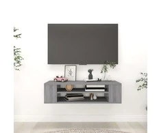 TV staliukas Pakabinama TV spintelė, pilka ąžuolo, 100x30x26,5cm, mediena