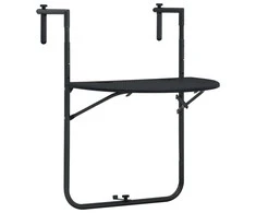Pakabinamas balkono stalas, juodas, 60x64x83,5cm, plastikas