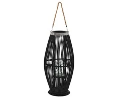 Pakabinamas žibintas žvakei, juodas, 60cm, bambukas