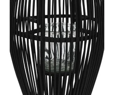 Pakabinamas žibintas žvakei, juodas, 60cm, bambukas