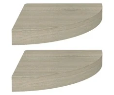 Pakabinamos kampinės lentynos, 2vnt., ąžuolo, 25x25x3,8cm, MDF