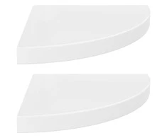 Pakabinamos kampinės lentynos, 2vnt., baltos, 35x35x3,8cm, MDF
