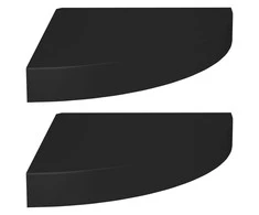 Pakabinamos kampinės lentynos, 2vnt., juodos, 25x25x3,8cm, MDF