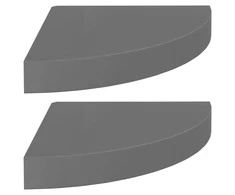 Pakabinamos kampinės lentynos, 2vnt., pilkos, 25x25x3,8cm, MDF