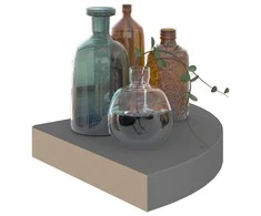 Pakabinamos kampinės lentynos, 2vnt., pilkos, 25x25x3,8cm, MDF