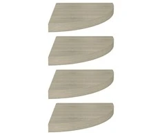 Pakabinamos kampinės lentynos, 4vnt., ąžuolo, 35x35x3,8cm, MDF