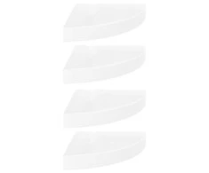 Pakabinamos kampinės lentynos, 4vnt., baltos, 25x25x3,8cm, MDF