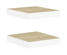 Pakabinamos lentynos, 2vnt., ąžuolo/baltos, 23x23,5x3,8cm, MDF