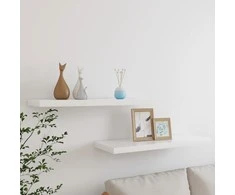 Pakabinamos lentynos, 2vnt., ąžuolo/baltos, 80x23,5x3,8cm, MDF