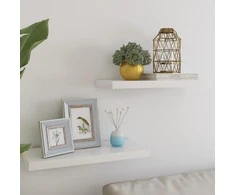 Pakabinamos lentynos, 2vnt., ąžuolo/baltos, 60x23,5x3,8cm, MDF