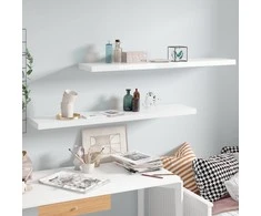 Pakabinamos lentynos, 2vnt., baltos, 120x23,5x3,8cm, MDF
