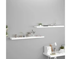 Pakabinamos lentynos, 2vnt., baltos, 120x23,5x3,8cm, MDF