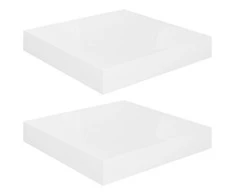 Pakabinamos lentynos, 2vnt., baltos, 23x23,5x3,8cm, MDF