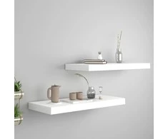 Pakabinamos lentynos, 2vnt., baltos, 60x23,5x3,8cm, MDF