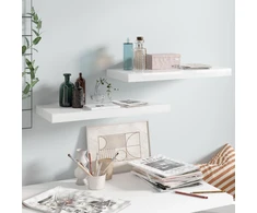Pakabinamos lentynos, 2vnt., baltos, 60x23,5x3,8cm, MDF