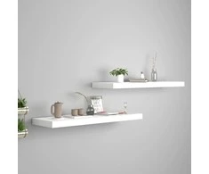 Pakabinamos lentynos, 2vnt., baltos, 80x23,5x3,8cm, MDF