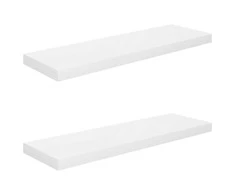 Pakabinamos lentynos, 2vnt., baltos, 80x23,5x3,8cm, MDF