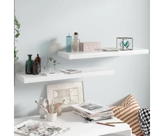 Pakabinamos lentynos, 2vnt., baltos, 80x23,5x3,8cm, MDF