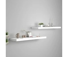 Pakabinamos lentynos, 2vnt., baltos, 90x23,5x3,8cm, MDF