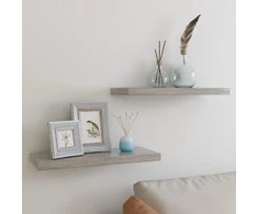 Pakabinamos lentynos, 2vnt., betono pilkos, 60x23,5x3,8cm, MDF