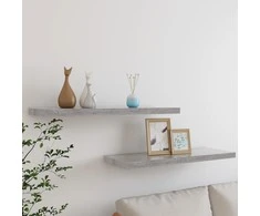 Pakabinamos lentynos, 2vnt., betono pilkos, 80x23,5x3,8cm, MDF