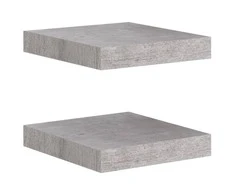 Pakabinamos lentynos, 2vnt., betono pilkos, 23x23,5x3,8cm, MDF