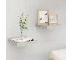 Pakabinamos lentynos, 2vnt., betono pilkos, 23x23,5x3,8cm, MDF