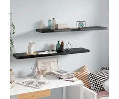 Pakabinamos lentynos, 2vnt., juodos, 120x23,5x3,8cm, MDF